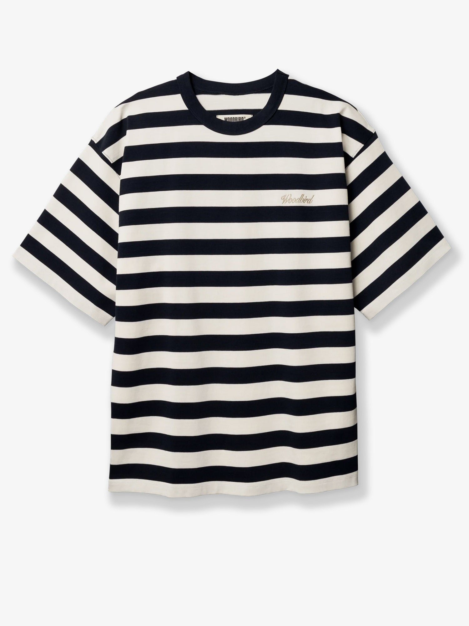 Woodbird Striped Organic Cotton T-Shirt — Navy by Woodbird
