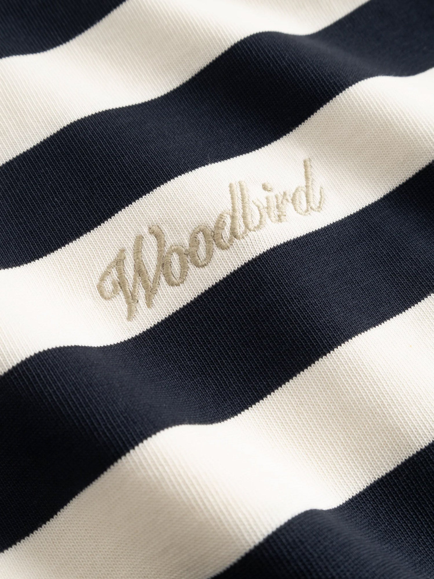 Woodbird Striped Organic Cotton T-Shirt — Navy, view 3
