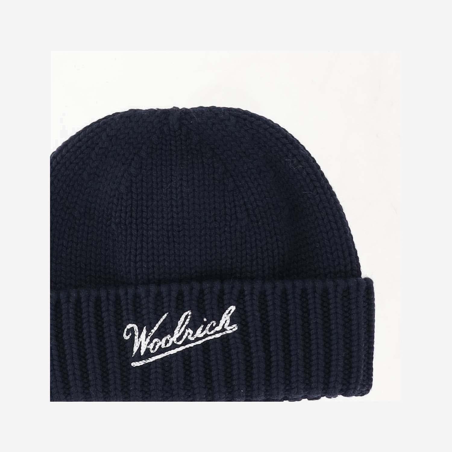 Woolrich CFWOAC0288MRUF0428 Virgin Wool Ribbed Beanie — Navy by Woolrich