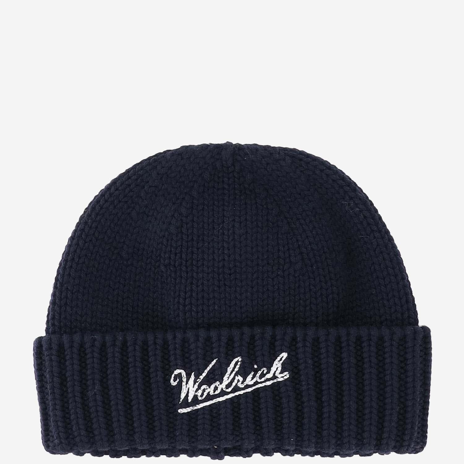 Woolrich CFWOAC0288MRUF0428 Virgin Wool Ribbed Beanie — Navy, view 2