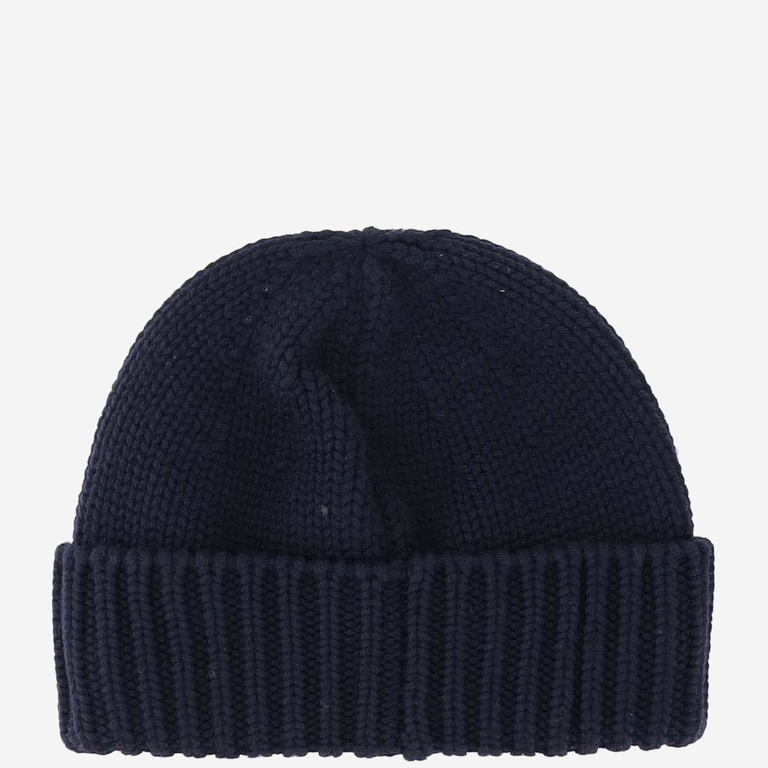 Woolrich CFWOAC0288MRUF0428 Virgin Wool Ribbed Beanie — Navy, view 3
