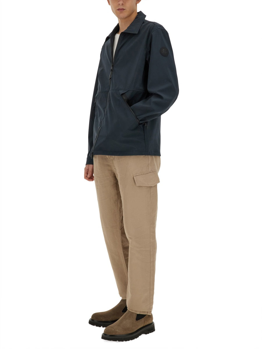 Woolrich Logo-Embroidered Polyester Jacket — Blue, view 4