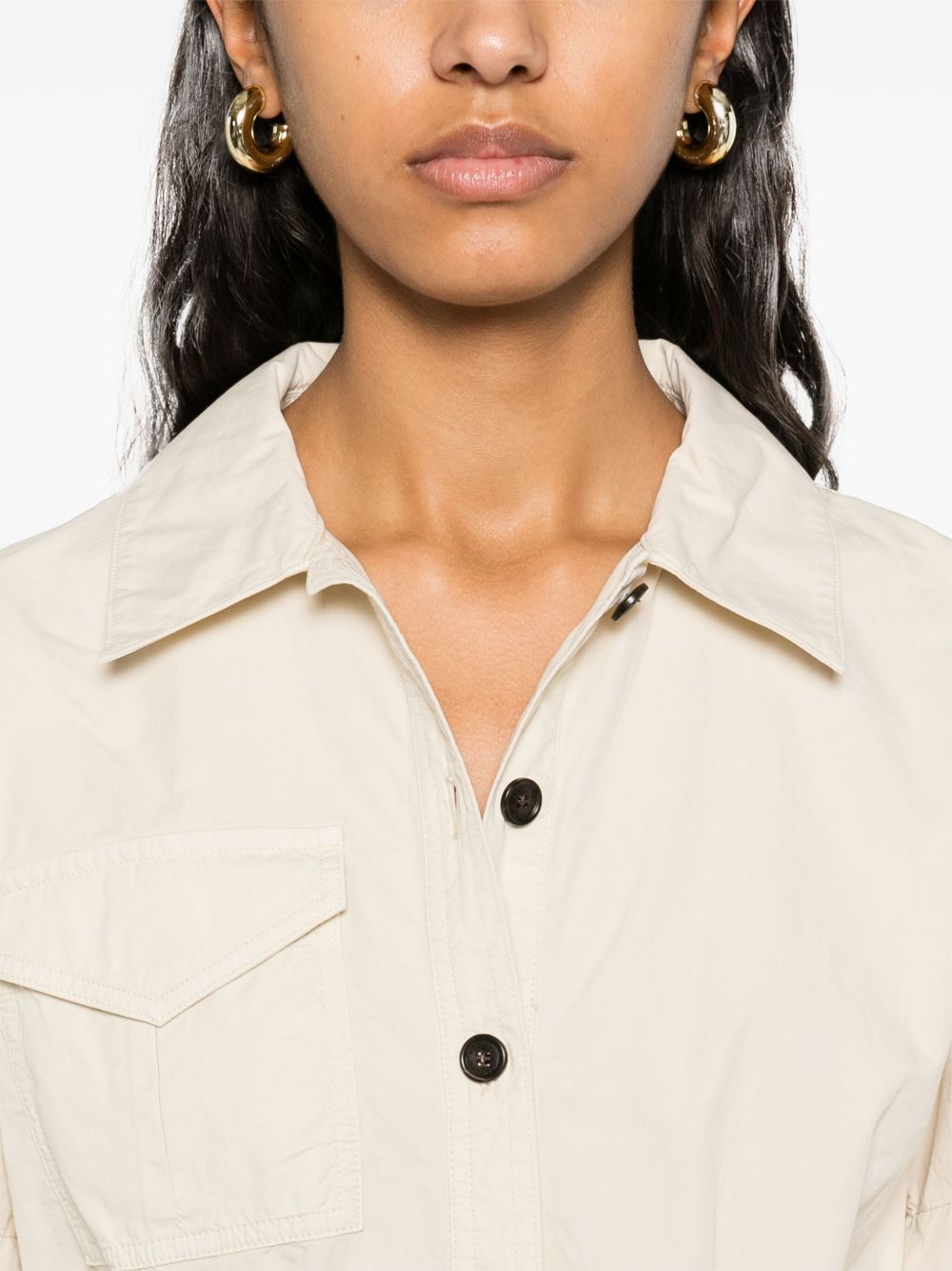 Woolrich Belted Cotton Shirt Dress — Cream, view 2