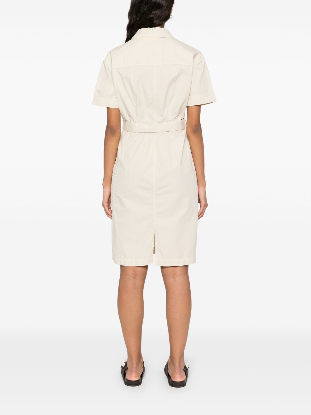 Woolrich Belted Cotton Shirt Dress — Cream, view 5