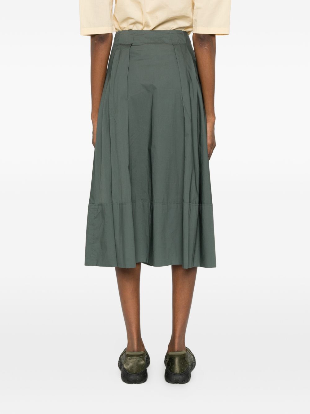 Woolrich Pleated Cotton Skirt — Green, view 3