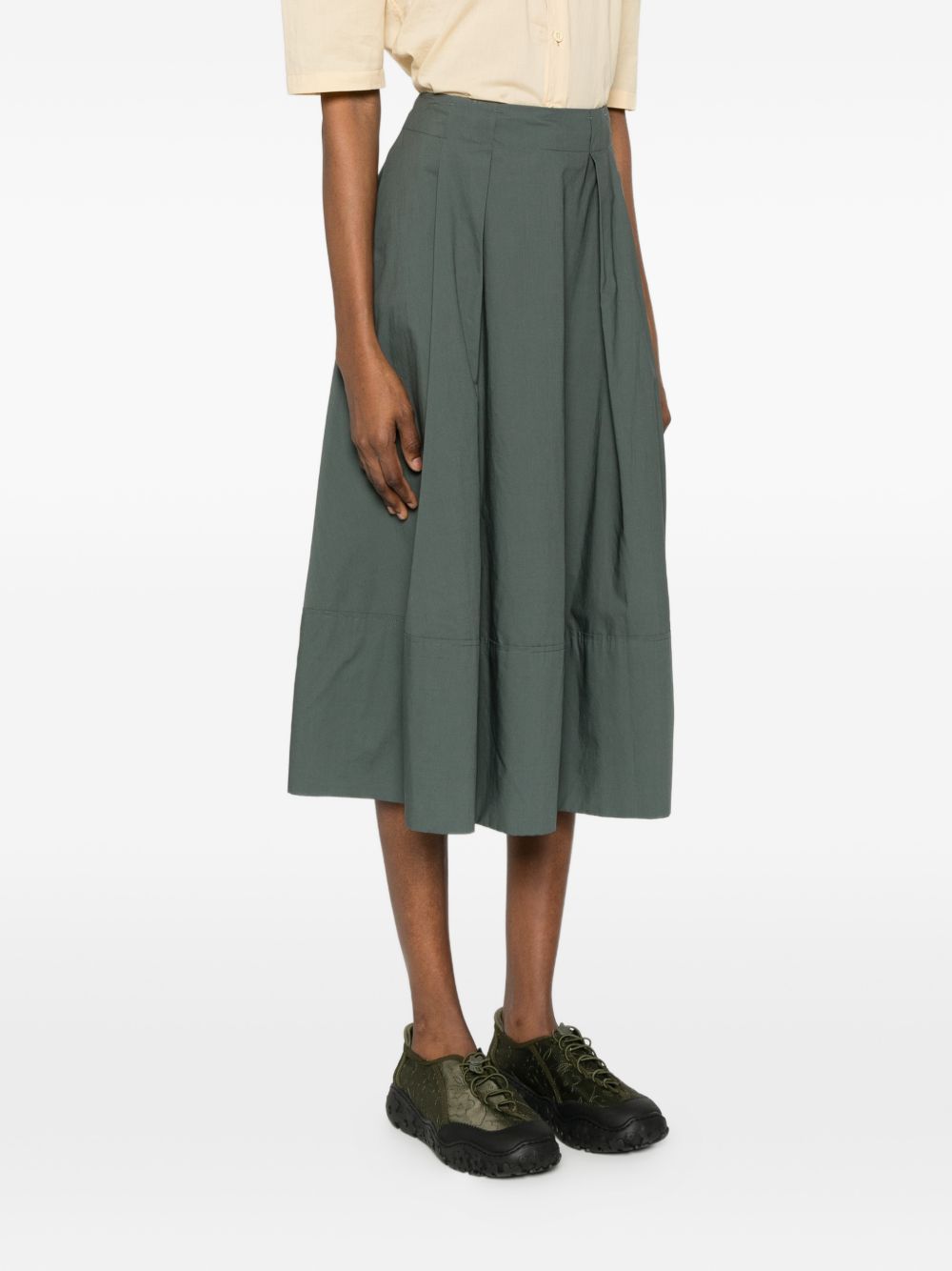 Woolrich Pleated Cotton Skirt — Green, view 4