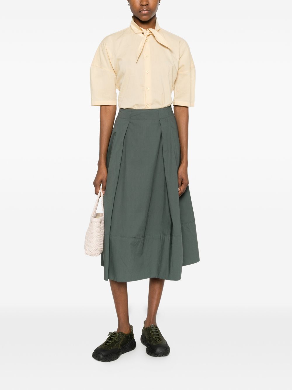 Woolrich Pleated Cotton Skirt — Green, view 5