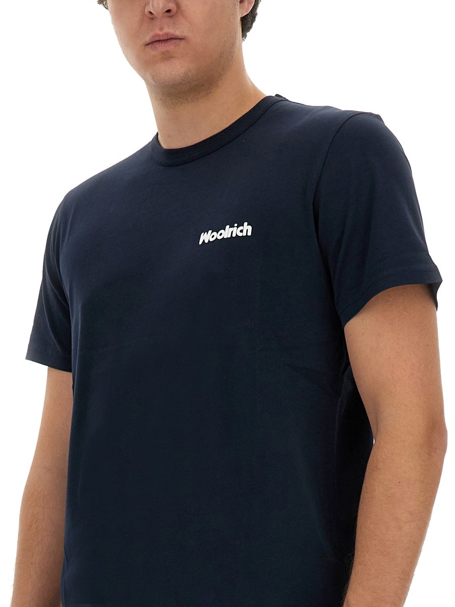 Woolrich Logo Cotton T-Shirt — Blue, view 2