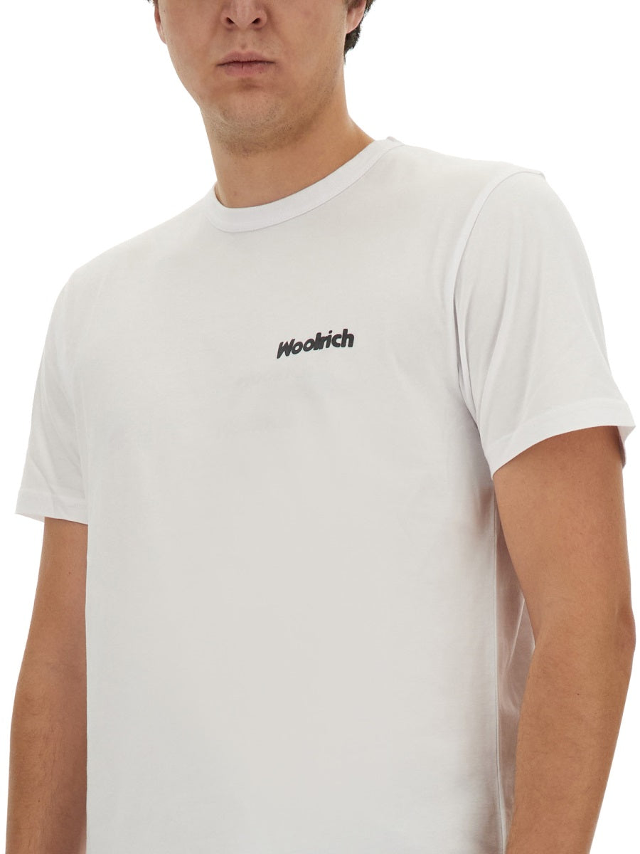 Woolrich Logo Cotton T-Shirt — White, view 2