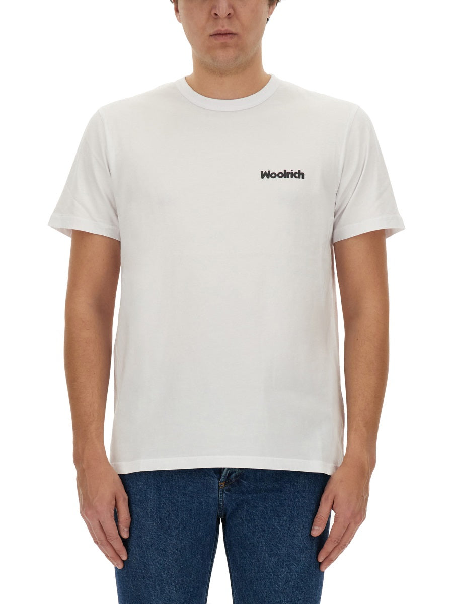 Woolrich Logo Cotton T-Shirt — White, view 3