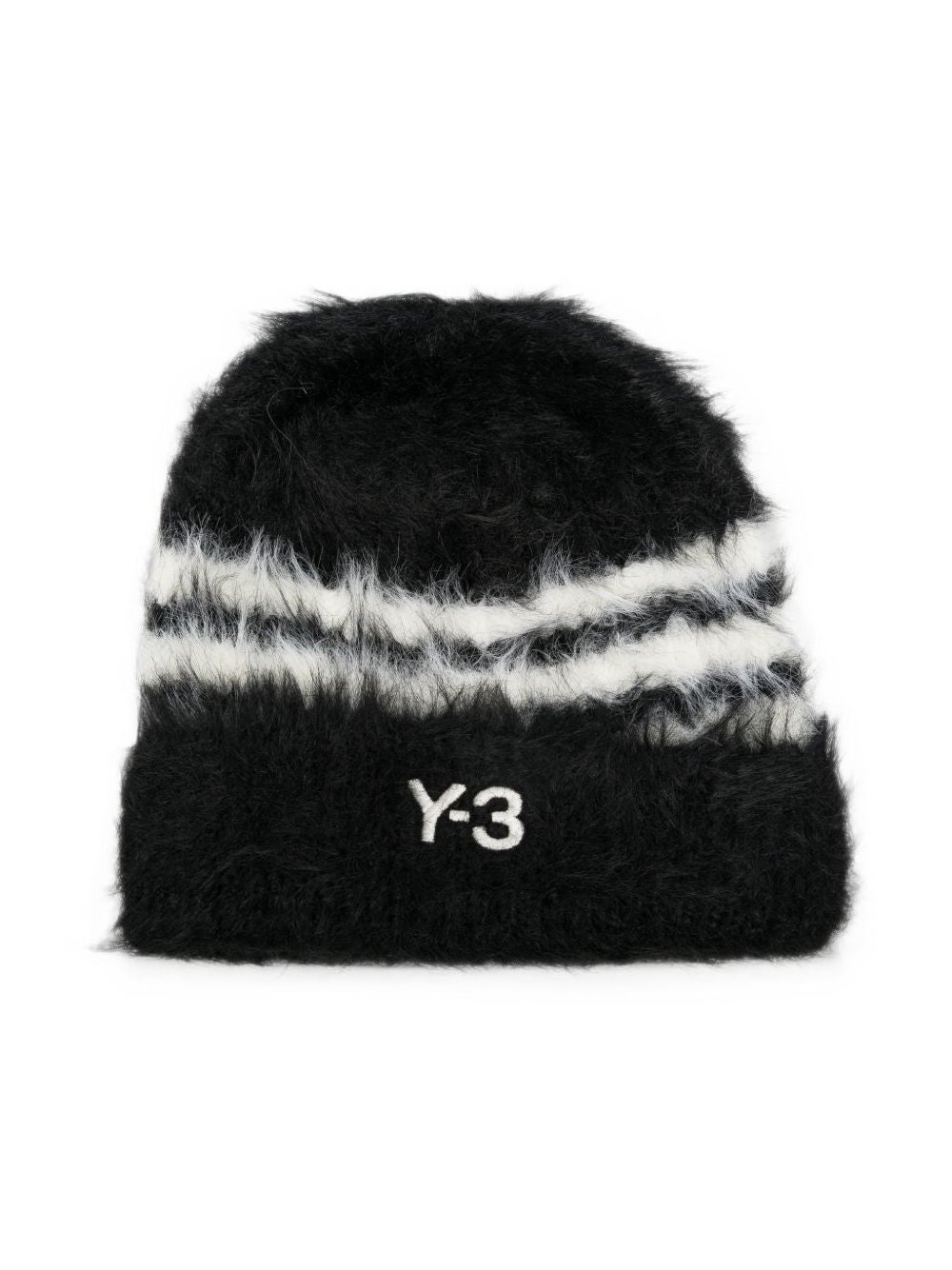 Y-3 Logo-Embroidered Striped Knit Beanie — Black by Y-3