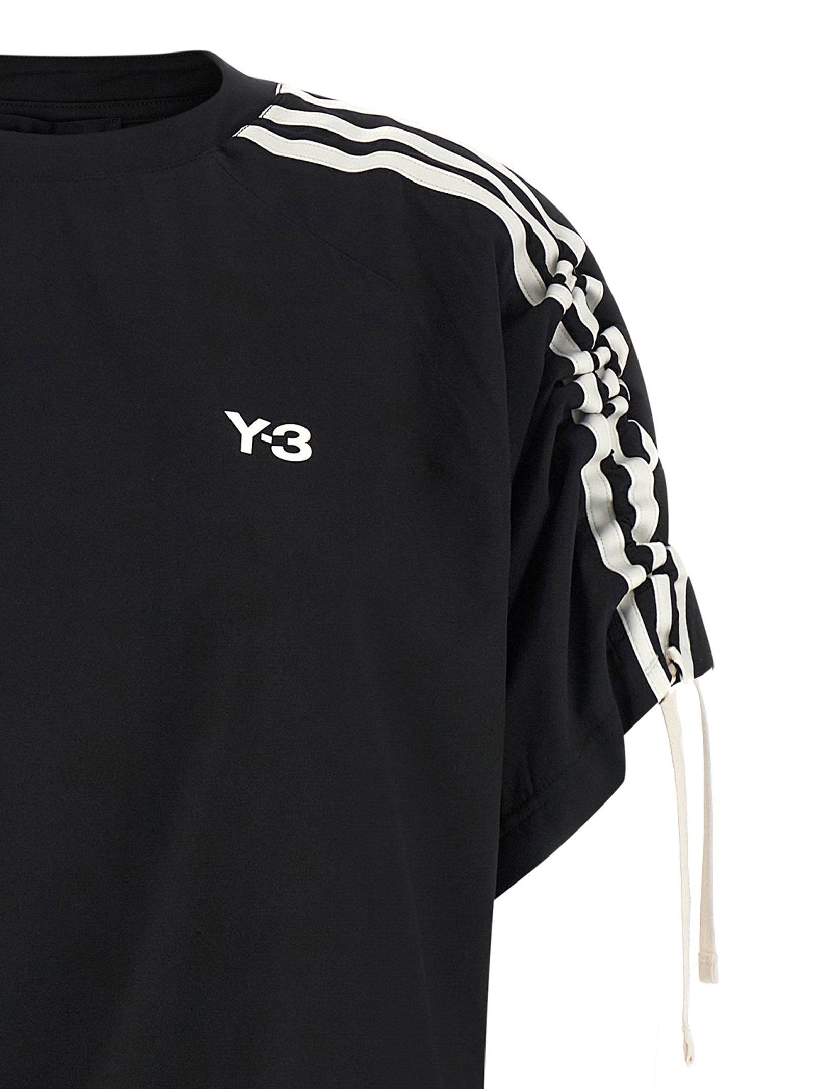 Y-3 Technical Fabric with Drawstring Details T-Shirt Dress — Black, view 4