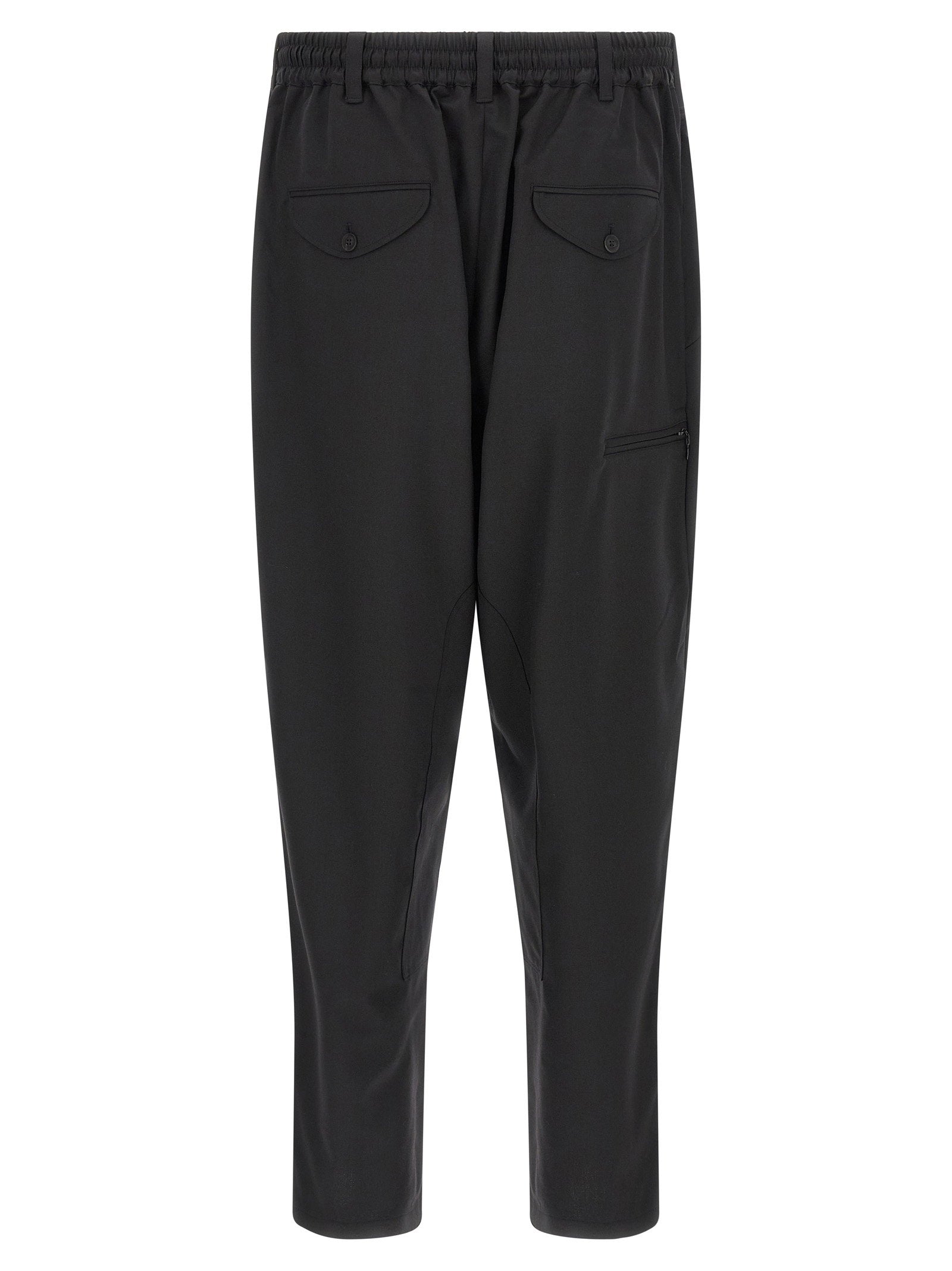 Y-3 Wide-Leg Wool Trousers — Black, view 2