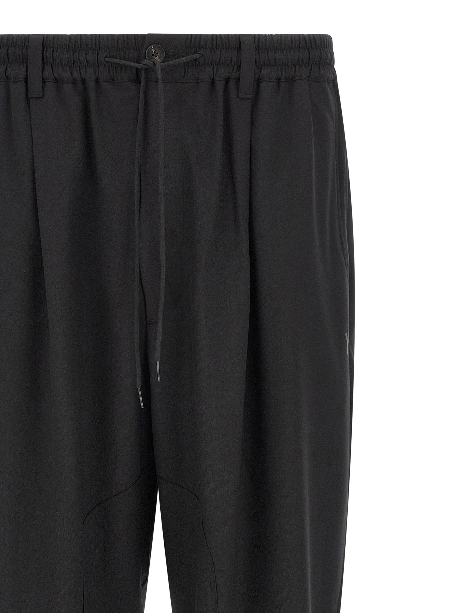 Y-3 Wide-Leg Wool Trousers — Black, view 3