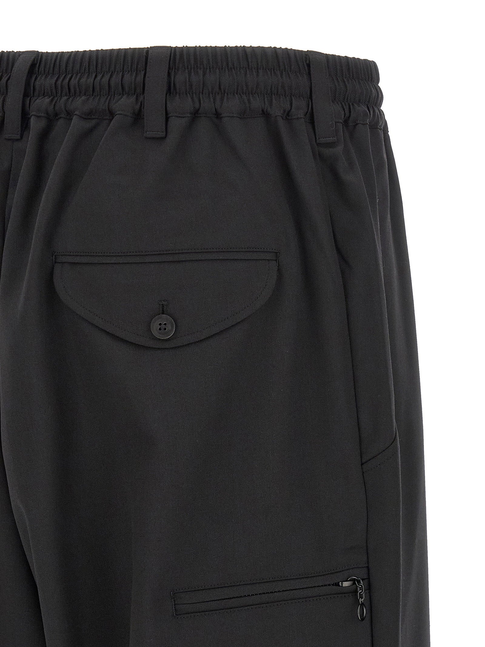 Y-3 Wide-Leg Wool Trousers — Black, view 4