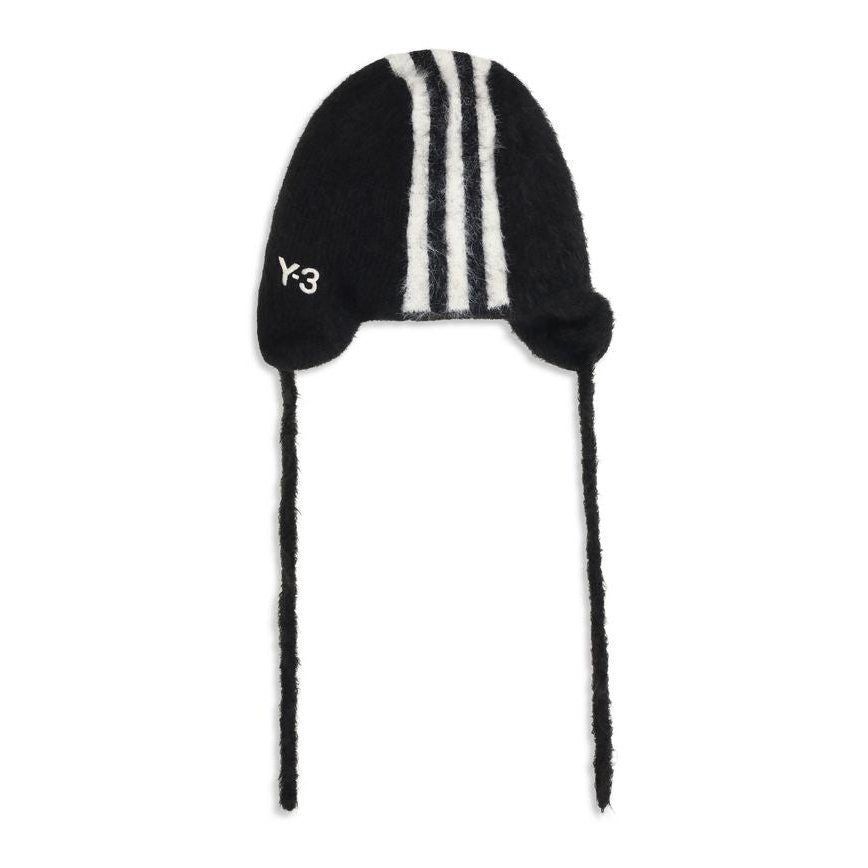 Y-3 YKV2908BLACKBB Striped Knit Beanie — Black, view 2