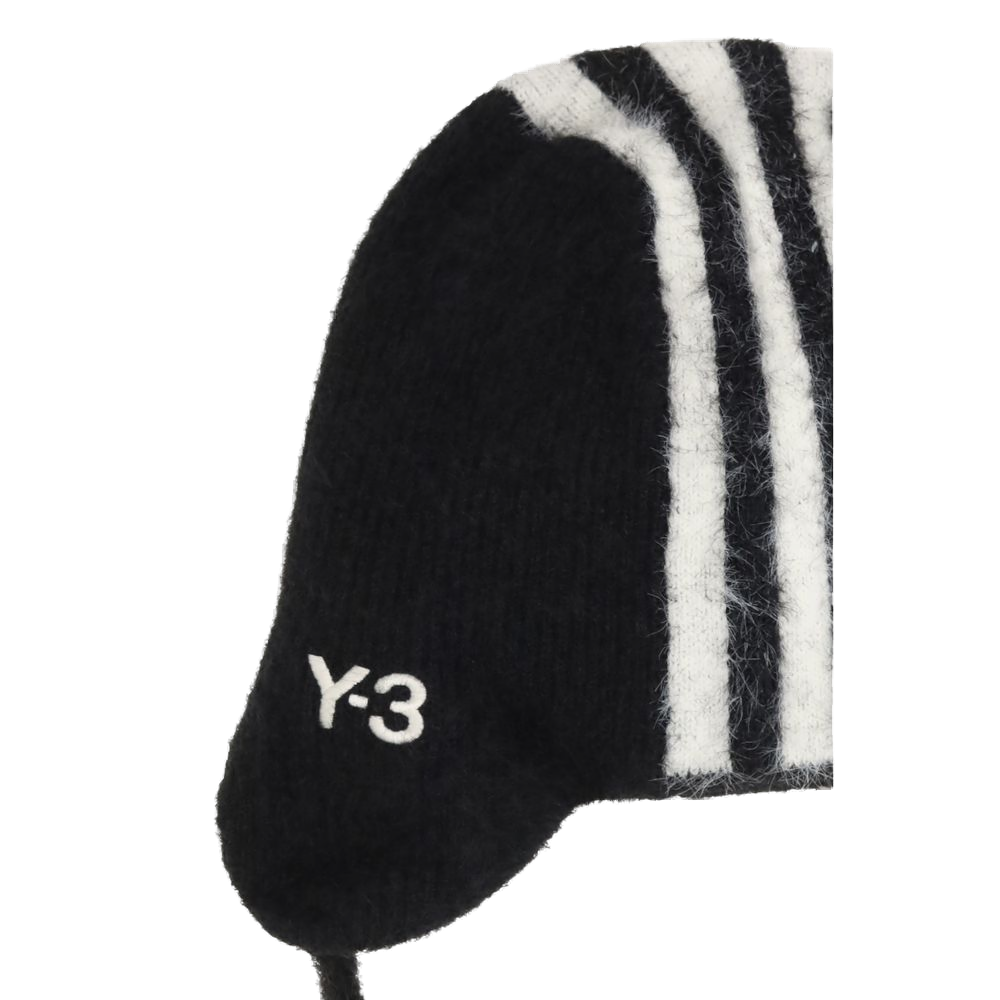 Y-3 YKV2908BLACKBB Striped Knit Beanie — Black, view 3