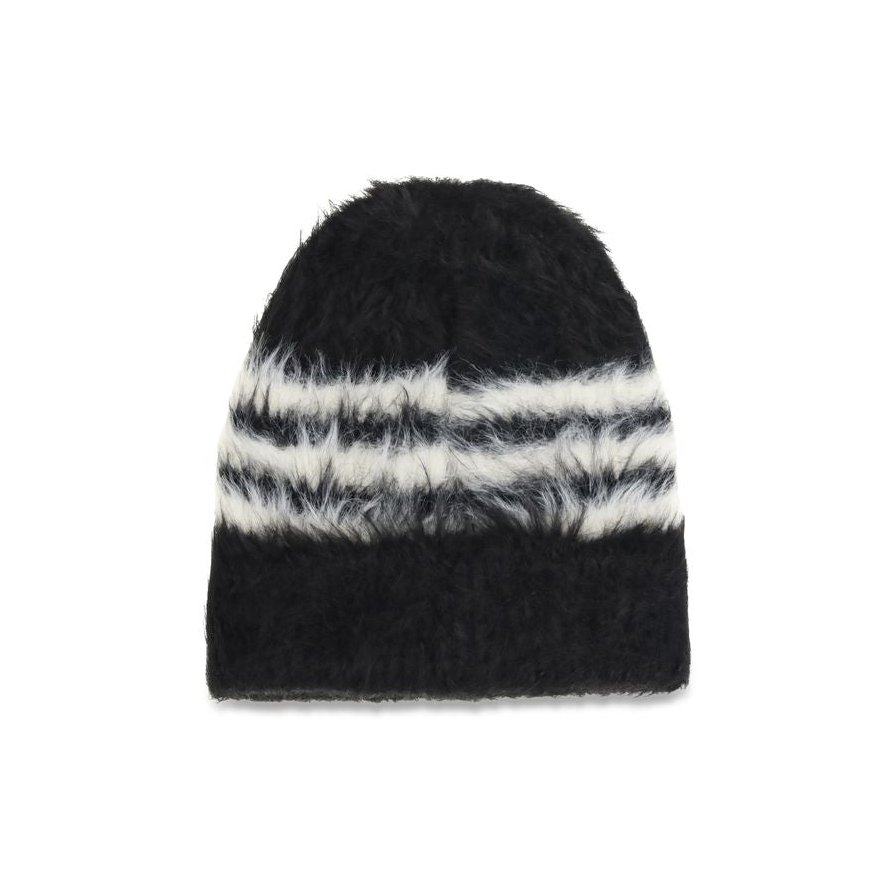 Y-3 YKY3727BLACKBB Striped Recycled Polyamide Beanie — Black, view 2