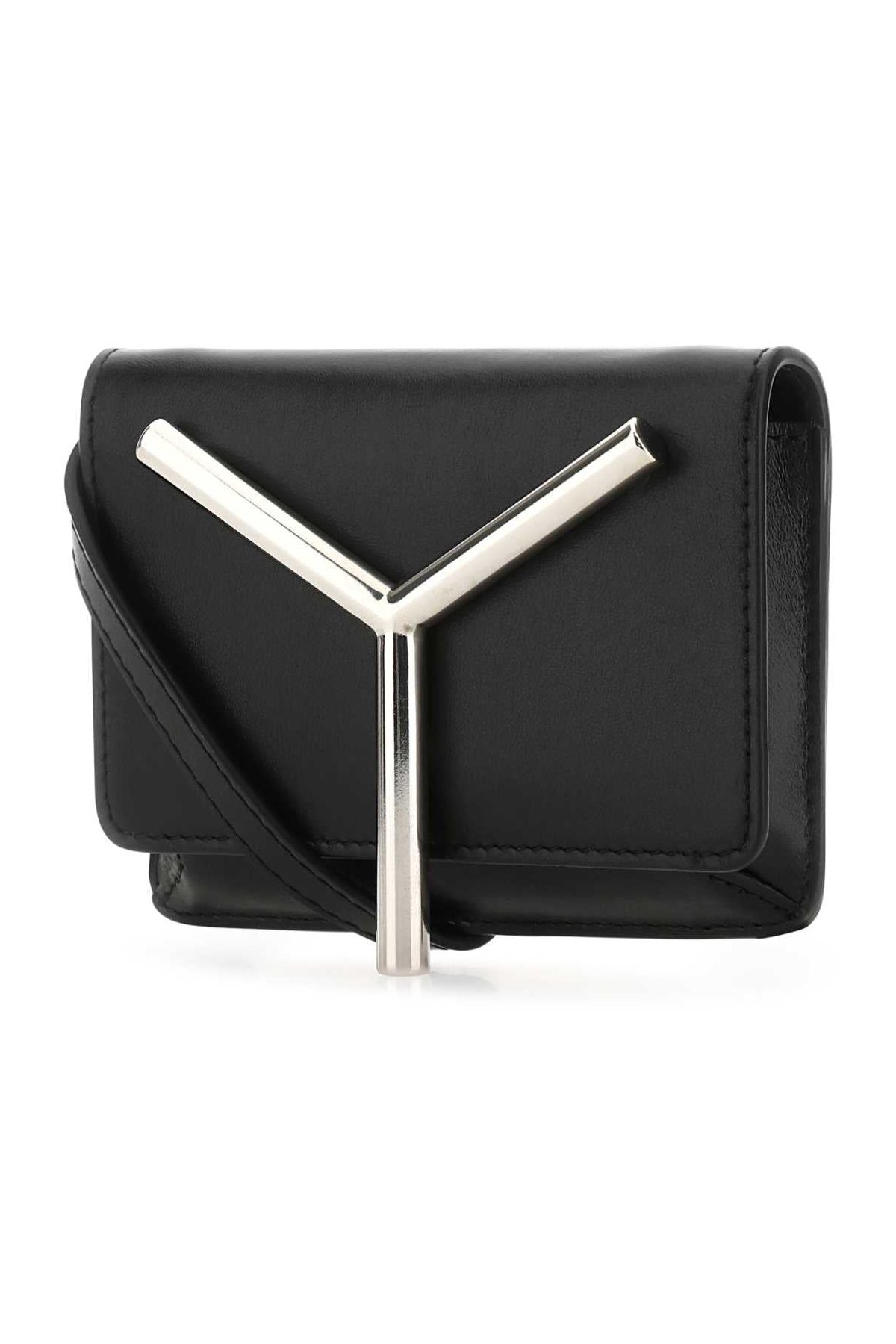 Y/Project Angular V-Clasp Leather Crossbody Bag — Black, view 2