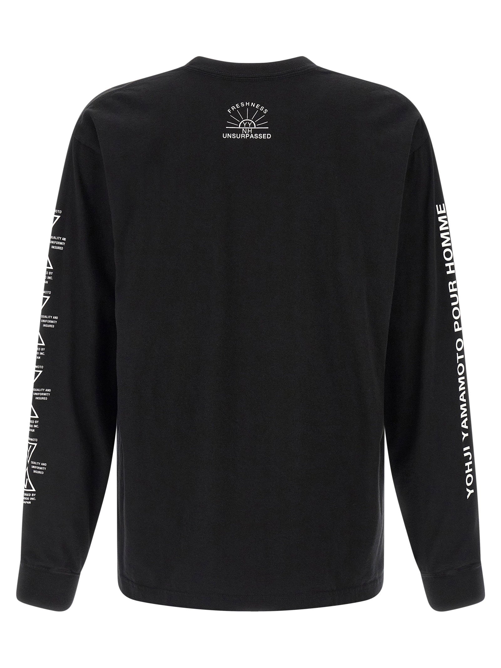 Yohji Yamamoto Logo-Print Cotton Long-Sleeve T-Shirt — Black, view 2