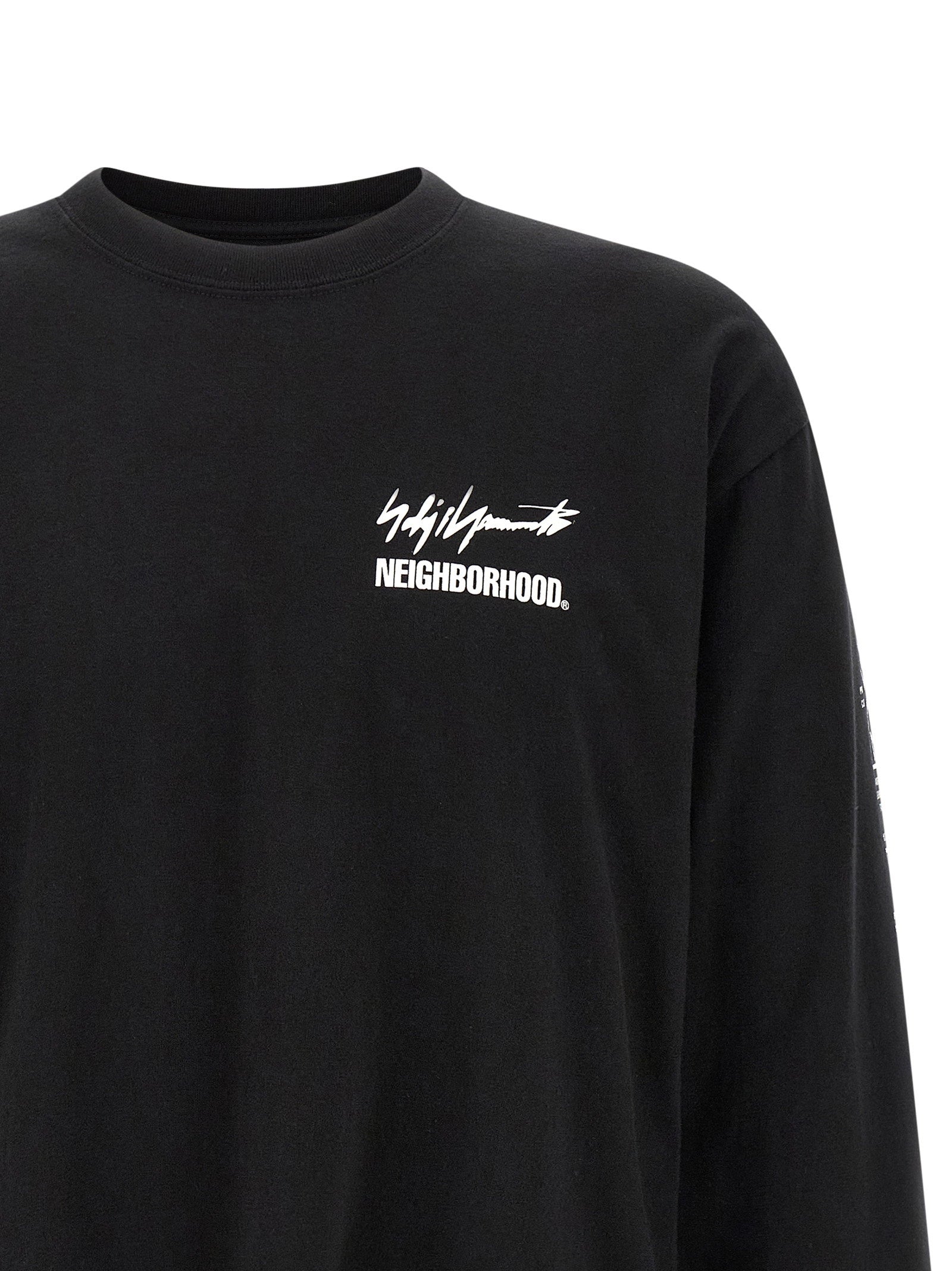 Yohji Yamamoto Logo-Print Cotton Long-Sleeve T-Shirt — Black, view 3