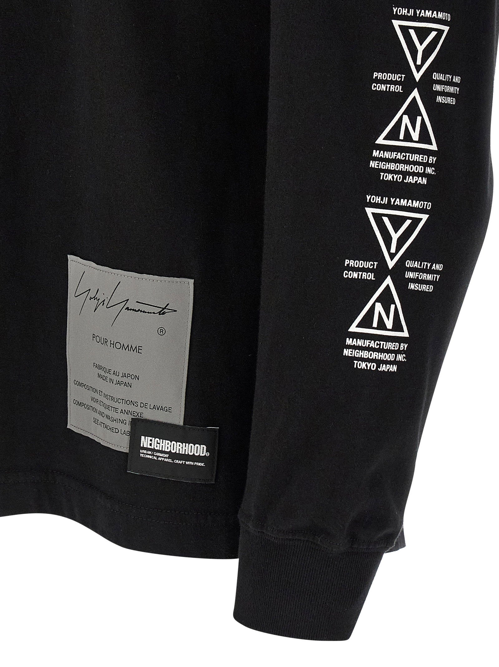 Yohji Yamamoto Logo-Print Cotton Long-Sleeve T-Shirt — Black, view 4