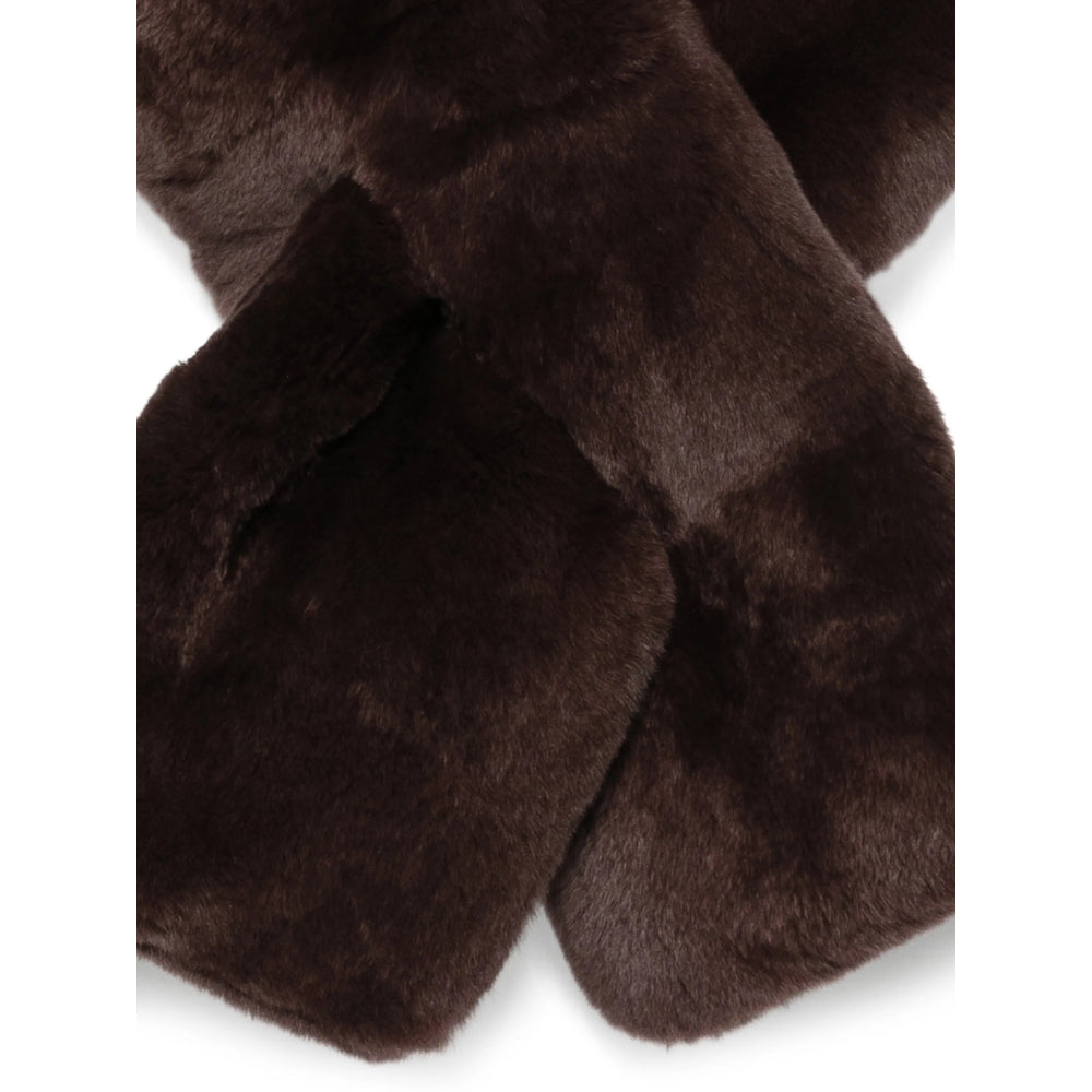 Yves Salomon Rex Rabbit Fur Scarf — Brown, view 2