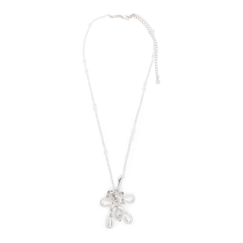 Yvmin Bear Pendant Beaded Chain Bracelet — Silver by Yvmin