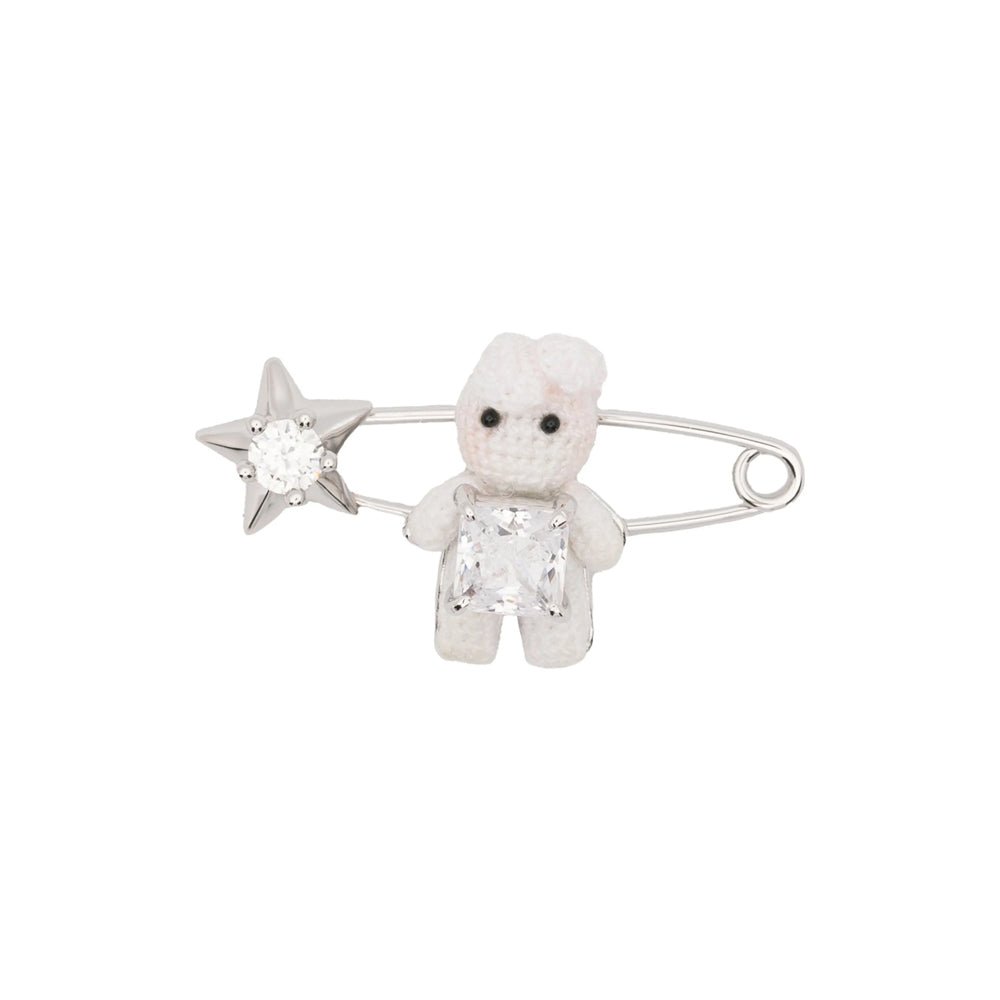 Yvmin Star Motif with Crystal Embellishments Brooch — Silver by Yvmin