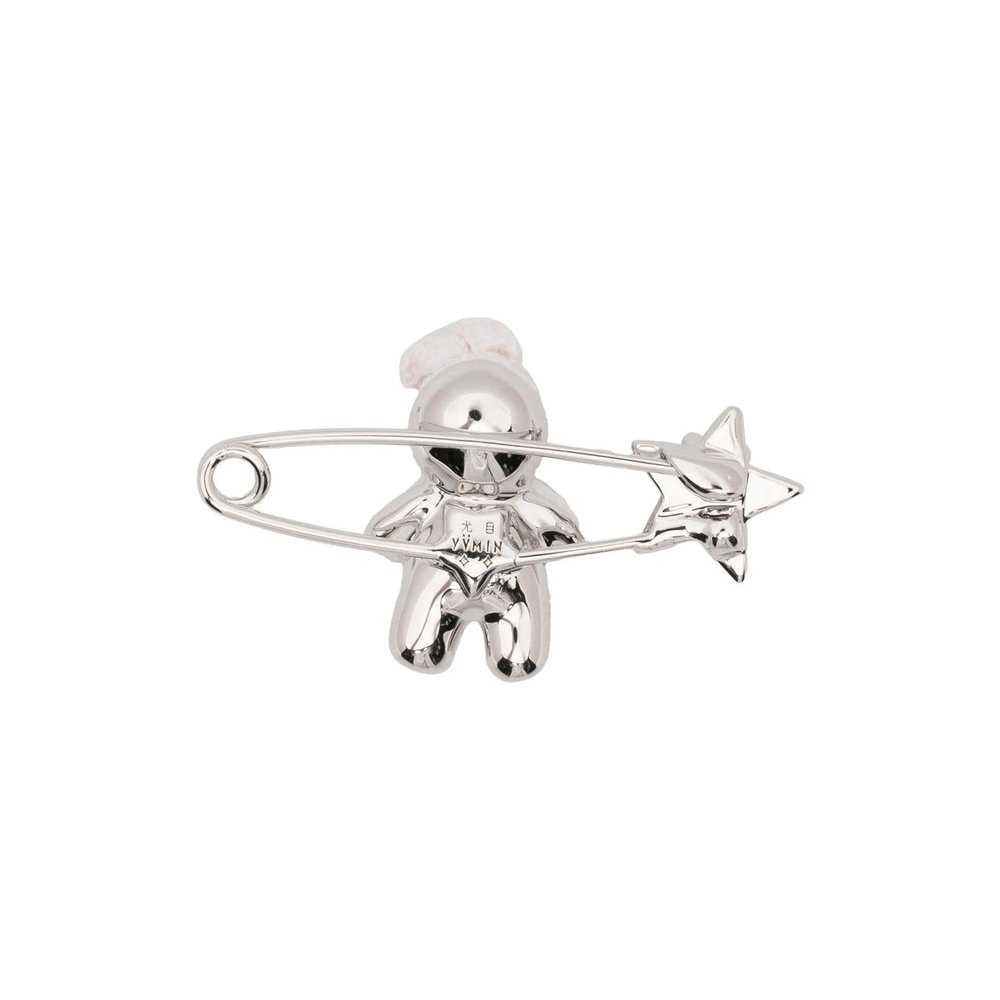 Yvmin Star Motif with Crystal Embellishments Brooch — Silver, view 2