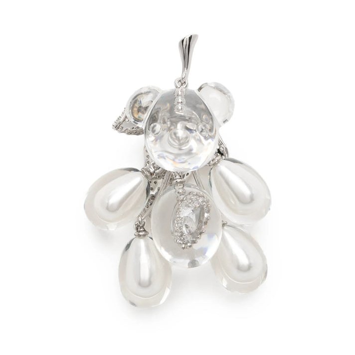 Yvmin White Crystal-Embellished Drop Earring — Silver by Yvmin