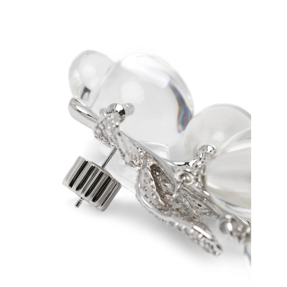 Yvmin White Crystal-Embellished Drop Earring — Silver, view 3