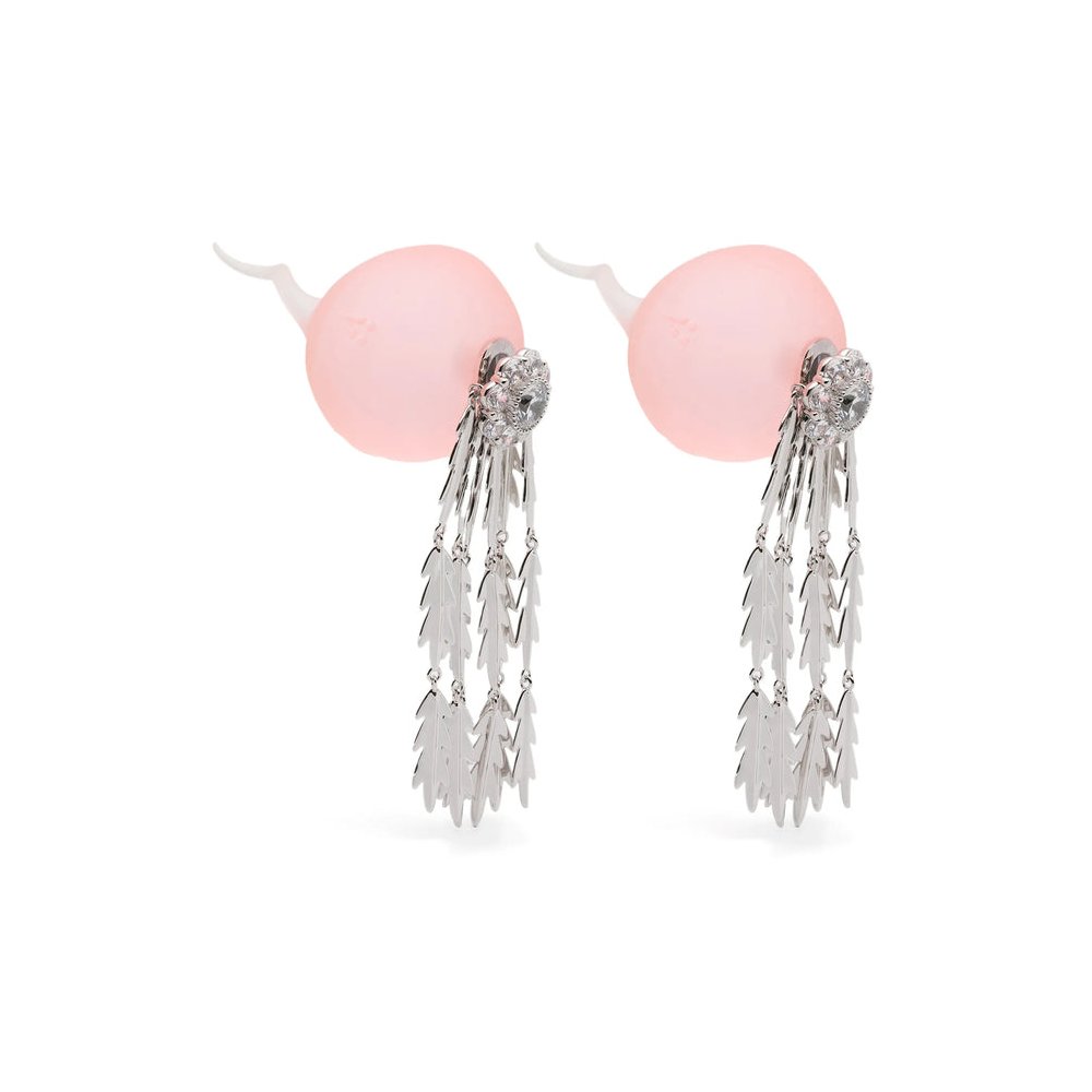 Yvmin Pink Tassel Drop Drop Earrings — Silver by Yvmin