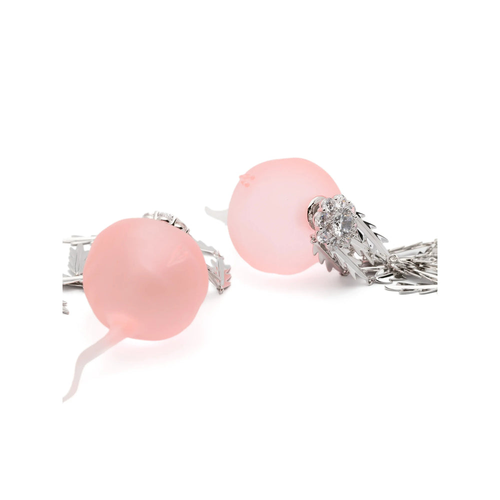 Yvmin Pink Tassel Drop Drop Earrings — Silver, view 3