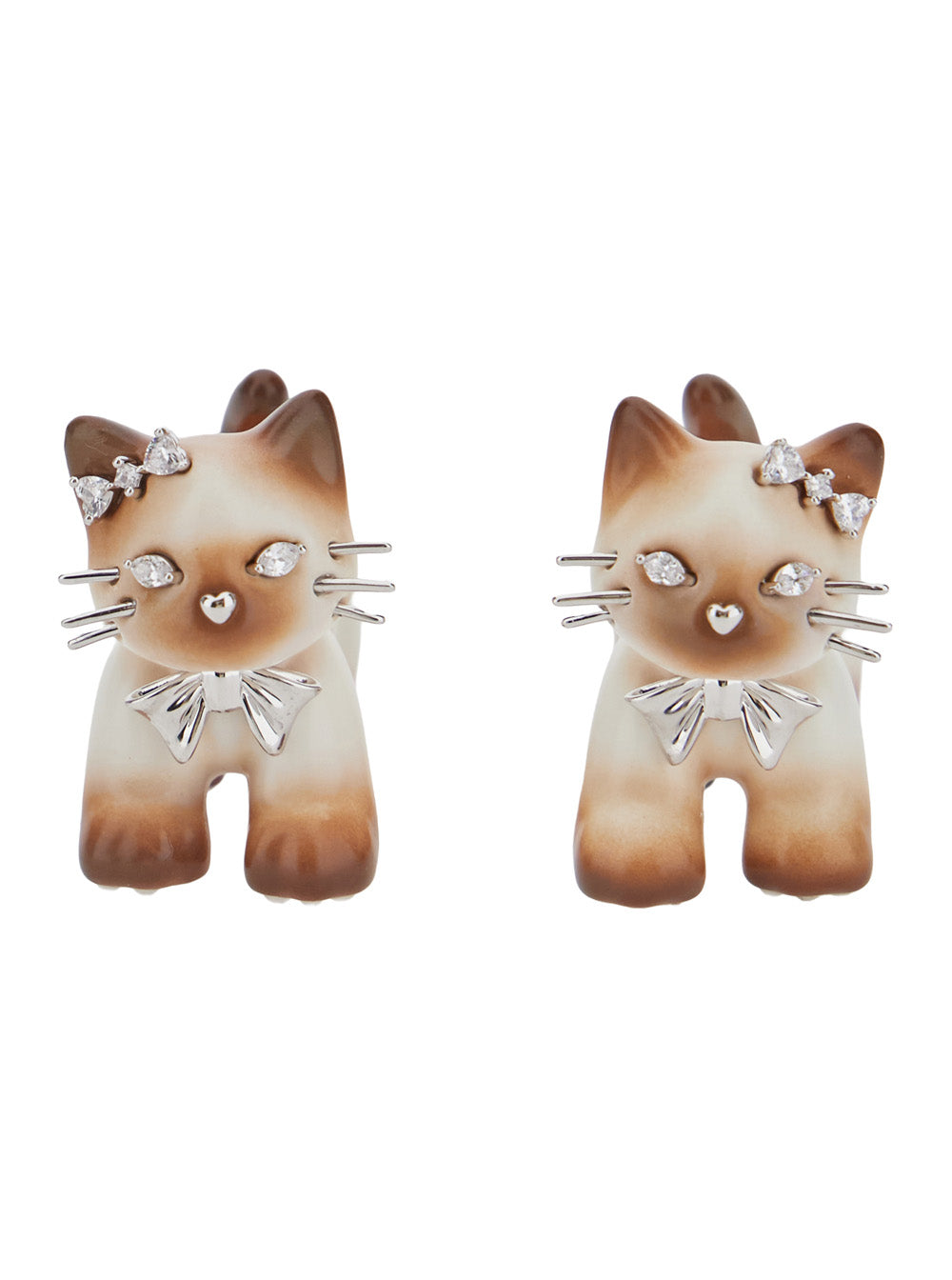 Yvmin Split Kitten Earrings — Brown by Yvmin