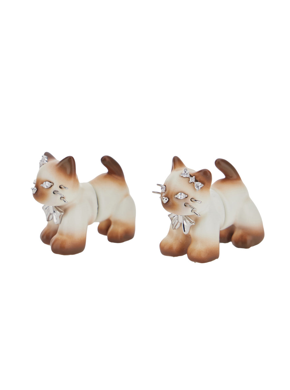 Yvmin Split Kitten Earrings — Brown, view 3