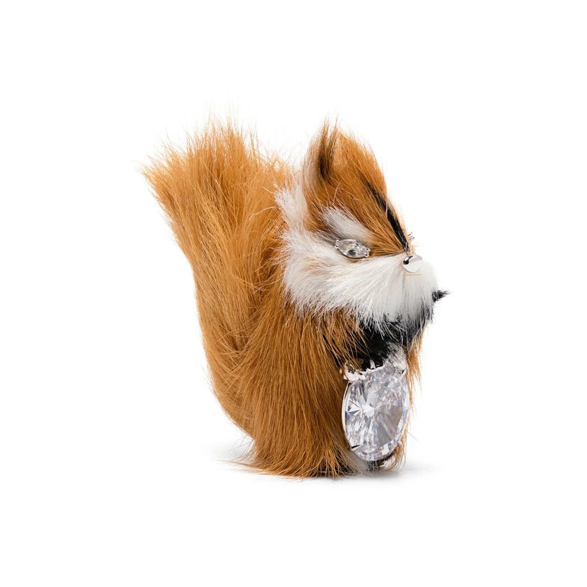 Yvmin Fox Fur & Crystal Earrings — Orange by Yvmin