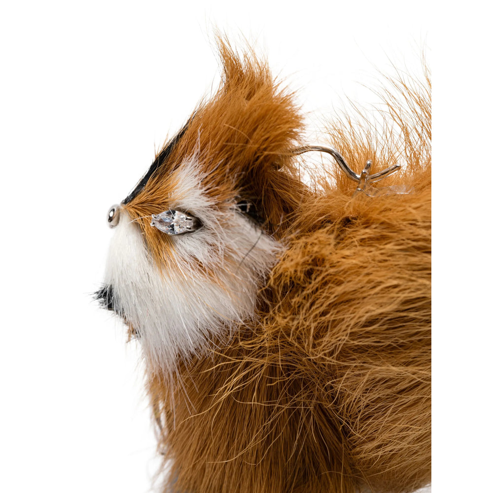 Yvmin Fox Fur & Crystal Earrings — Orange, view 3