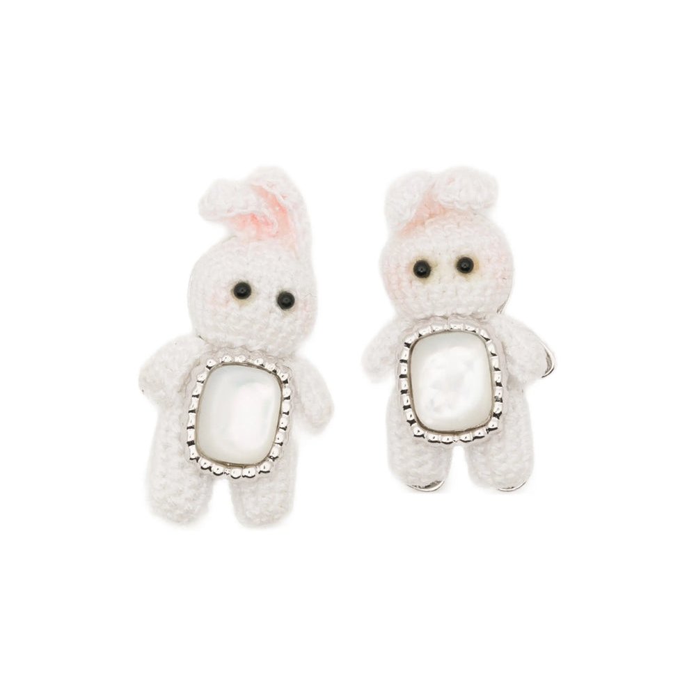 Yvmin Bunny Motif Silver-Tone Earrings — Silver by Yvmin