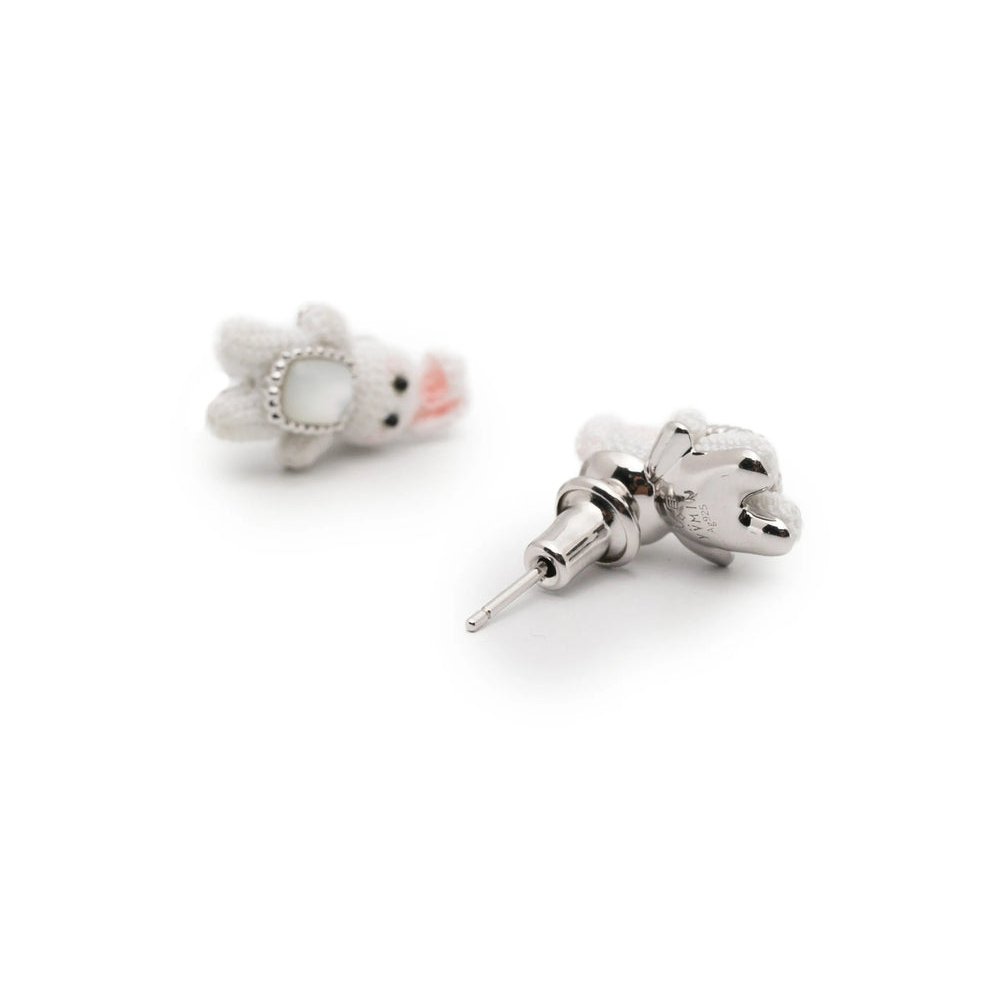 Yvmin Bunny Motif Silver-Tone Earrings — Silver, view 3