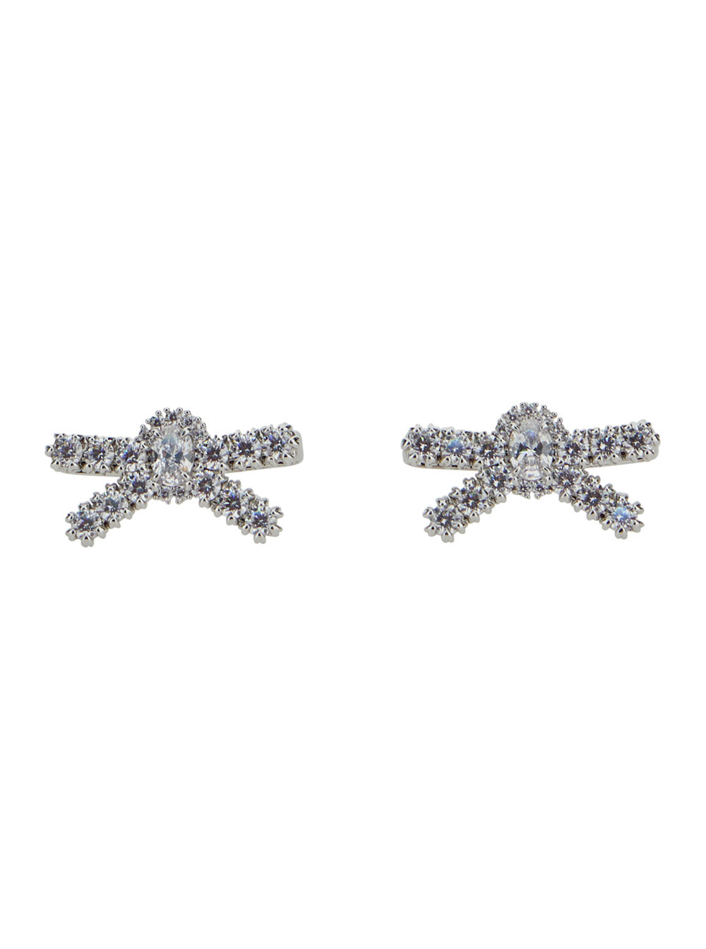 Yvmin Gemstone Bow Design Earrings — Silver by Yvmin