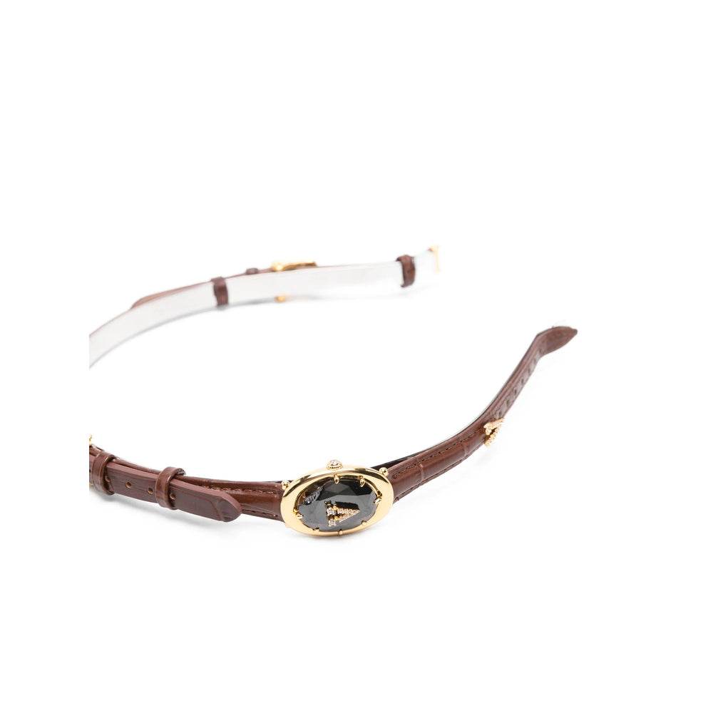 Yvmin Calf Leather Hair Accessory — Brown, view 2