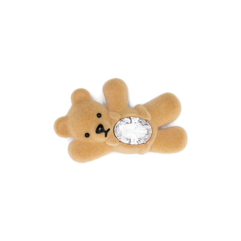 Yvmin Velvet Teddy Bear Hair Clip — Brown by Yvmin