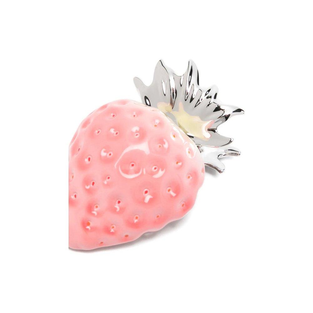 Yvmin Strawberry-Charm Brass Hair Clip — Silver, view 2