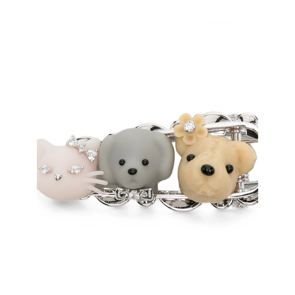 Yvmin Crystal-Embellished Animal Motif Hair Clip — Silver, view 2
