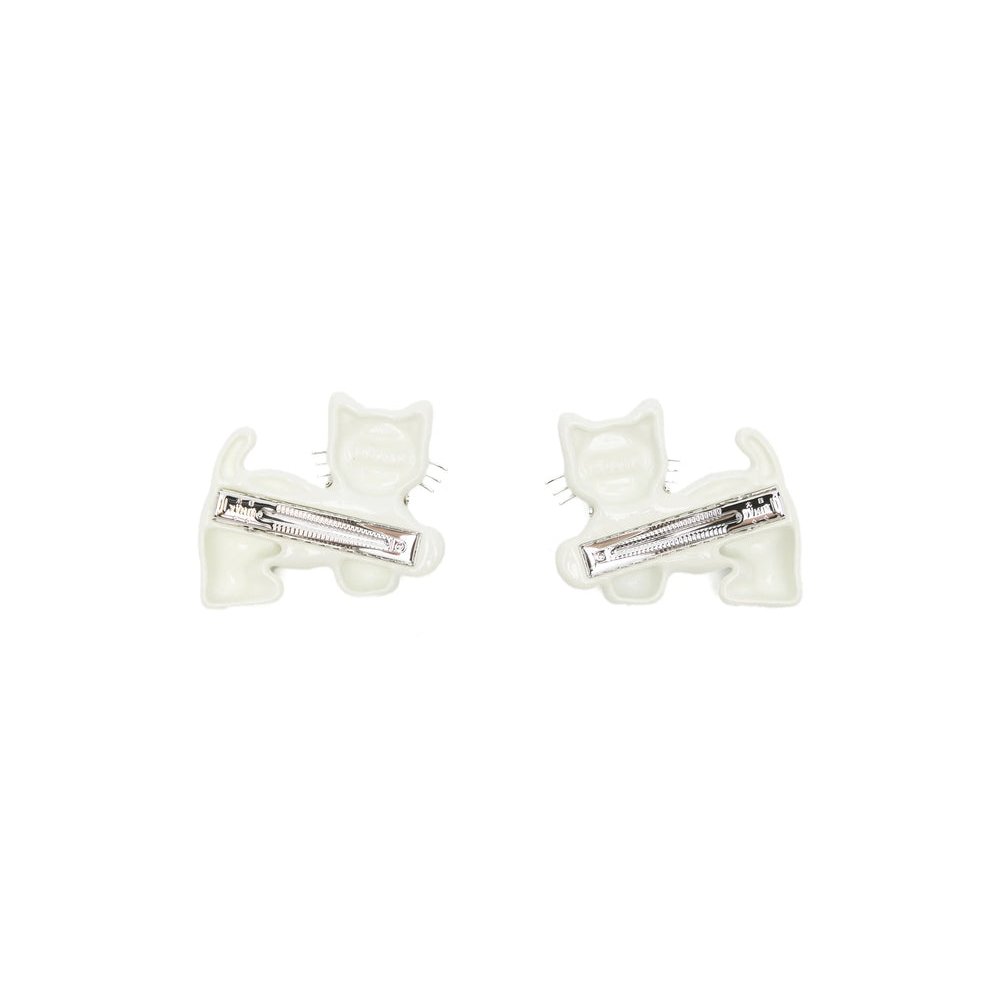 Yvmin Cat and Floral Print with Bow Hair Clips — White, view 2