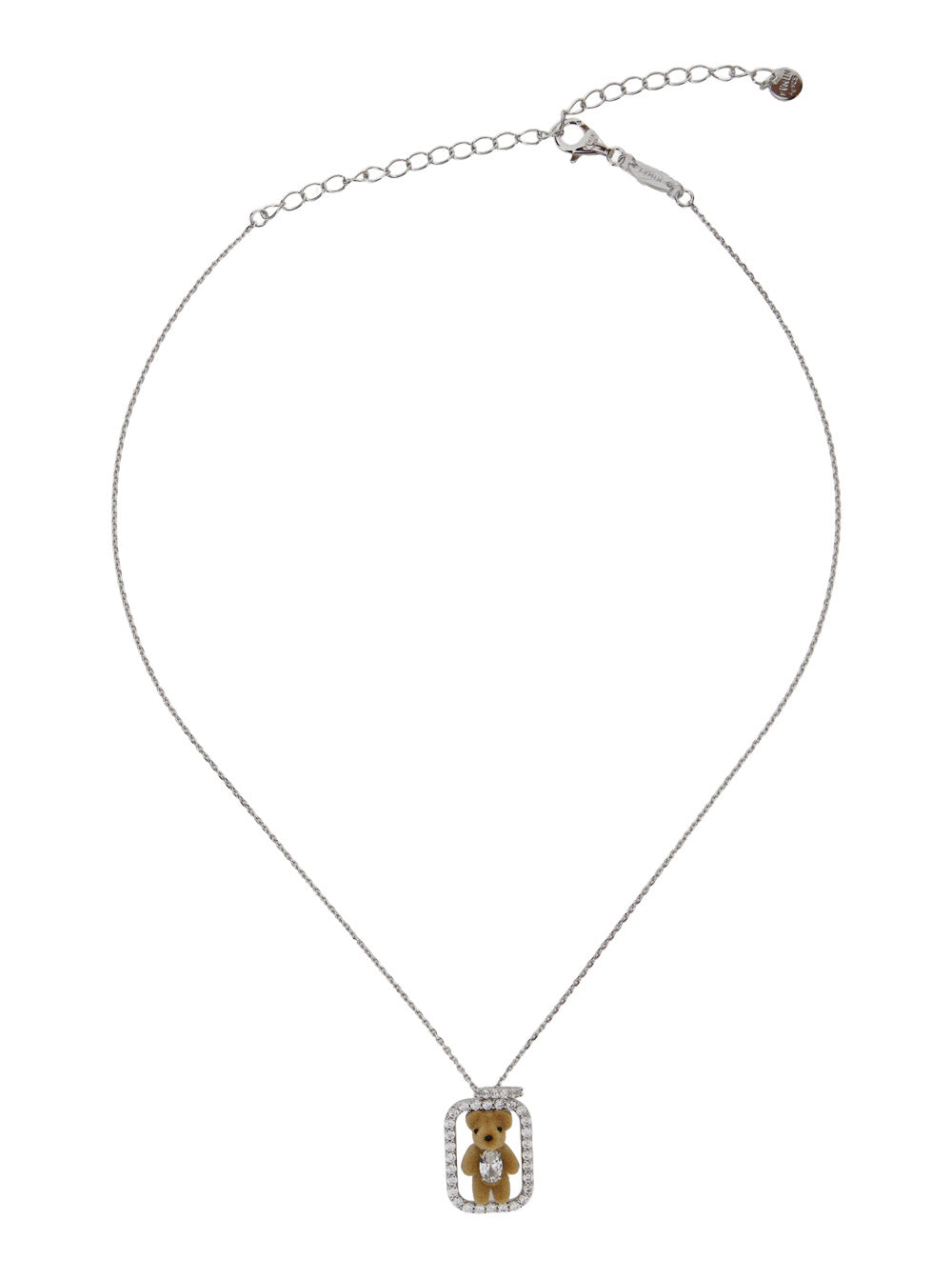 Yvmin Inlaid Mini Bear Pendant Necklace — Beige by Yvmin
