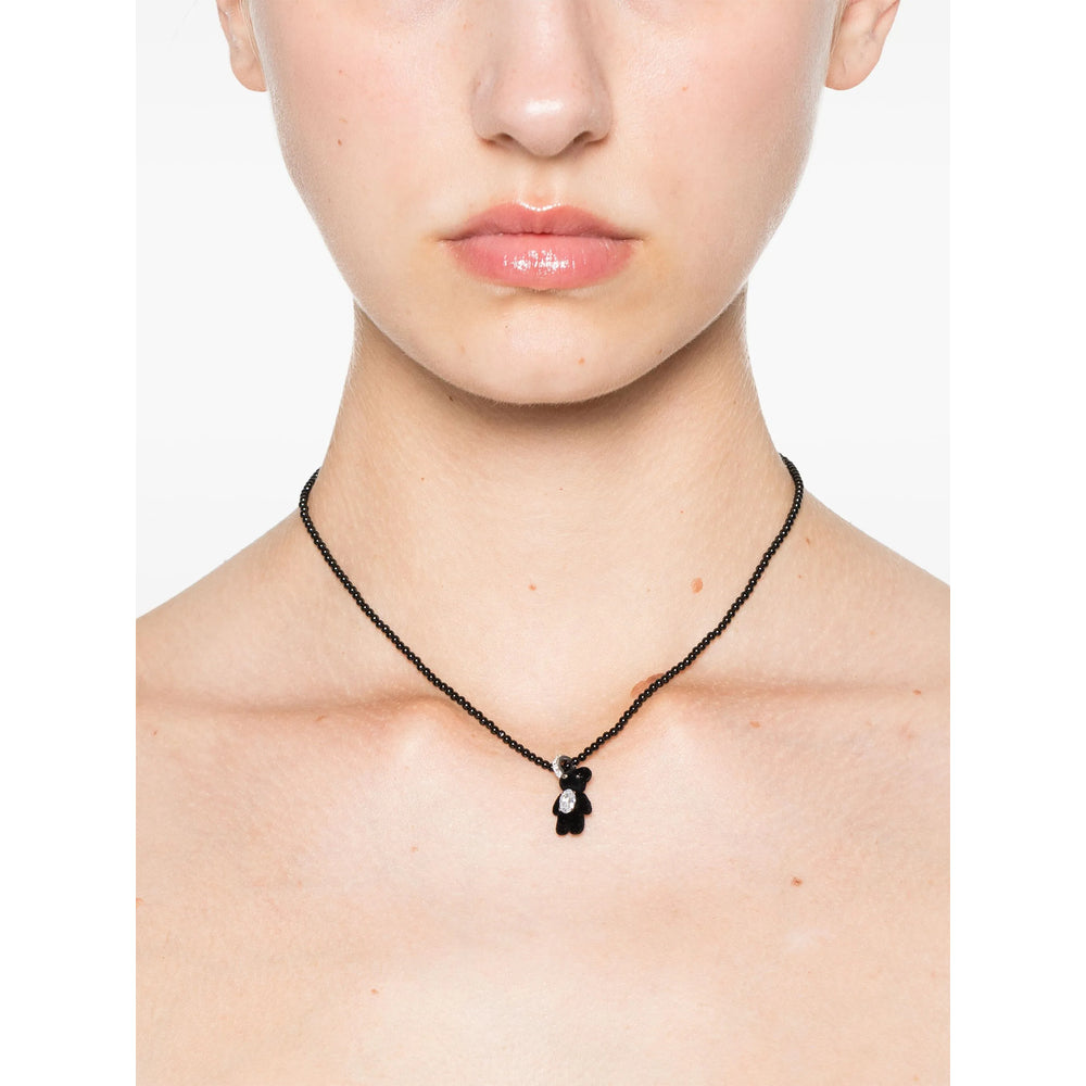 Yvmin Teddy Bear Pendant Necklace — Black, view 2