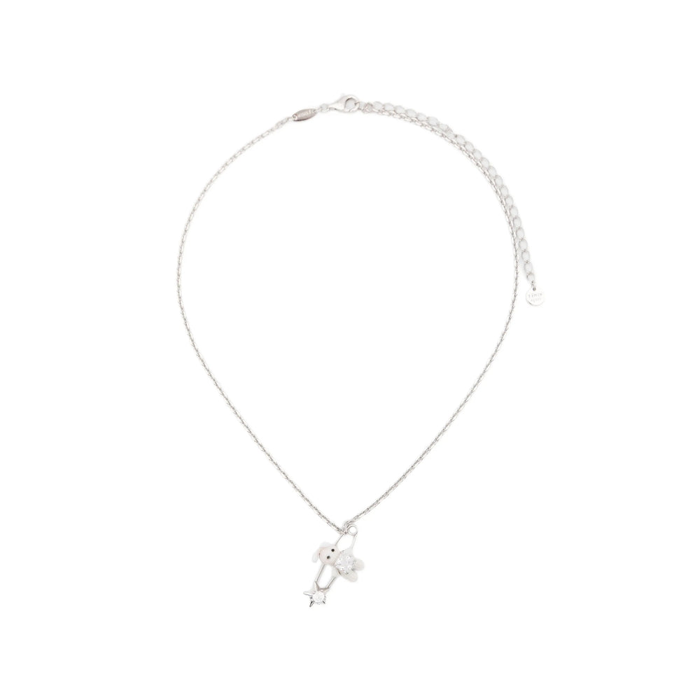 Yvmin Safety-Pin Pendant with Rabbit and Star Motifs Necklace — Silver by Yvmin
