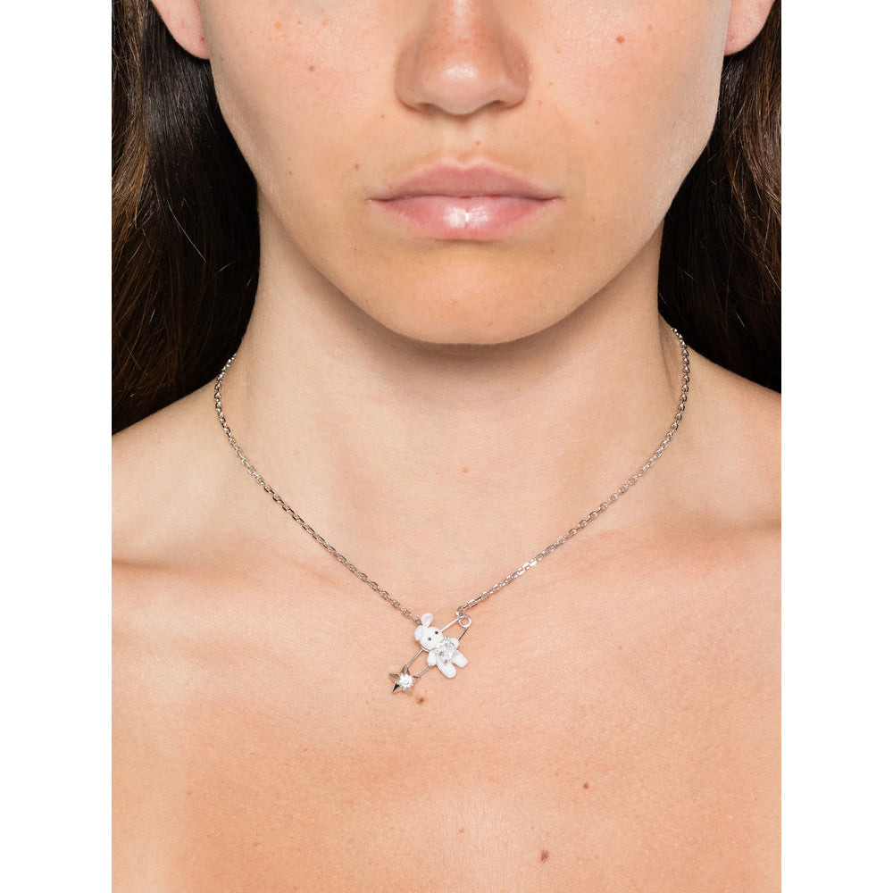 Yvmin Safety-Pin Pendant with Rabbit and Star Motifs Necklace — Silver, view 2